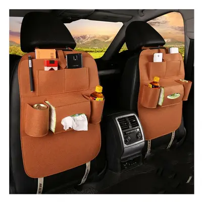 (Brown) Style Auto Car Seat Back Multi Pocket Storage Bag Organizer Holder Accessory 56x40cm