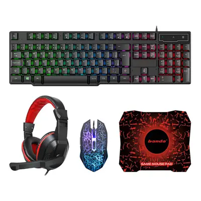 Gaming Keyboard and Mouse and Mouse pad and Gaming Headset Wired LED RGB Backlight Bundle