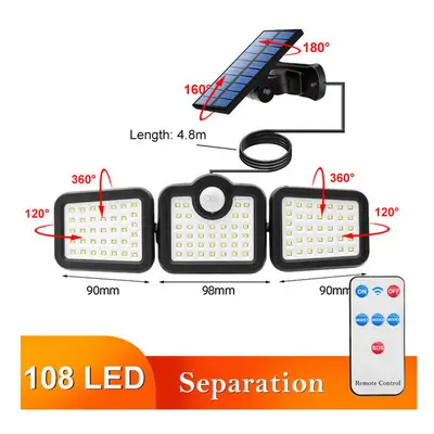 (Separation-108 SMD) 108/122/138/171 LED Solar Lights Head Motion Sensor Wide Angle Illumination