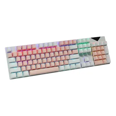 (Pink) Wired Mechanical Keyboard 104-Key Conflict-Free Keys Suspend ABS Keycaps Blue Switch RGB 