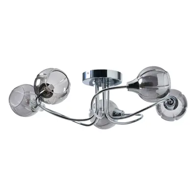 Litecraft Ashlin Semi Flush Ceiling Light with Smoke Shades - Chrome