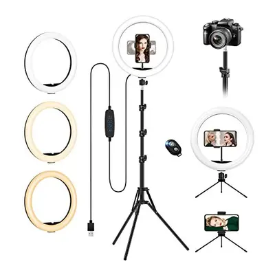 Ring Light with Tripod Stand & Phone Holder Tall, 12.6 inch Selfie Ring Lights for Makeup, Live 