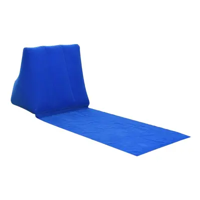 (Blue) Foldable Soft Inflatable Beach Mat Festival Camping Leisure Lounger Back Pillow Cushion C