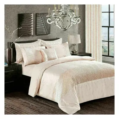 (Beige , Double) Luxury Piece Crushed Velvet Atlanta Duvet Cover