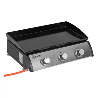 Outsunny Portable Gas Plancha BBQ Grill with Stainless Steel Burner, 9kw