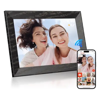 (10 Inch) 10.1-inch WiFi digital photo frame, x IPS touchscreen frame, 16G walnut brown, auto-ro