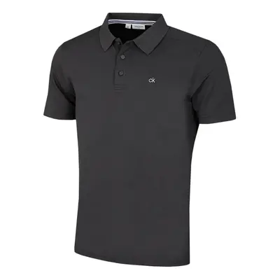 (M, Charcoal) Calvin Klein Mens Campus Button Ribbed Collar Golf Polo Shirt