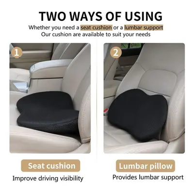 1pc Memory Foam Car Seat Pad Relieve Sciatica & Lower Back Pain While Driving