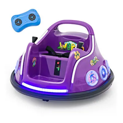 12V Electric Ride On Car with Remote Control and Flashing LED Lights-Purple