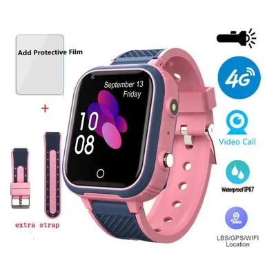 (pink, Global version) Smart Watch Kids Gps 4g Lt21 Wifi Tracker Waterproof Smartwatch Video Cal