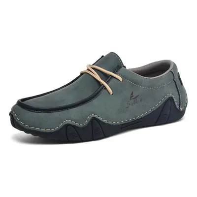 (green, 48) Handmade Casual Leather Shoes Men Comfort Driving Shoes Soft Leather Loafers Men Sho