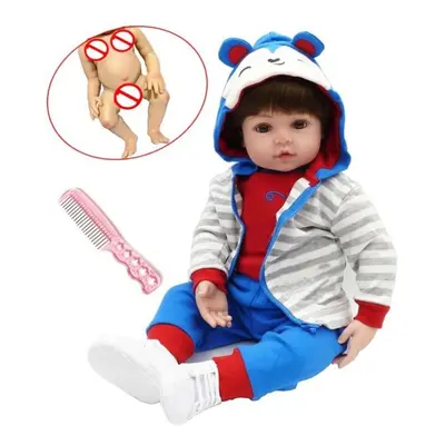 (beige, 48cm, Full Body Silicone) Bzdoll Lifelike Cm Full Silicone Soft Body Girl Boy Reborn Bab