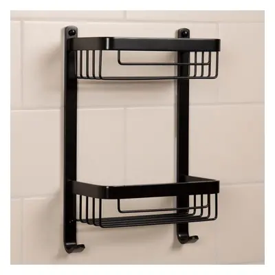 Croydex Bathroom Aluminium Matt Black Double Tier Shower Caddy Easy Clean Wire