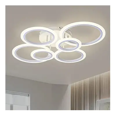 (Six-ring white 80W three-color dimming) Nordic Hall Ceiling Lamp, Bedroom Lamp, Dining Room Lam