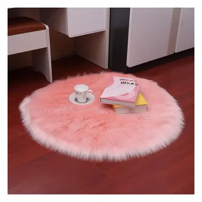 (pink, 90cm) Shaggy Round Imitation Australian Wool Carpet, Home Decorative Carpet, Floor Mat, F