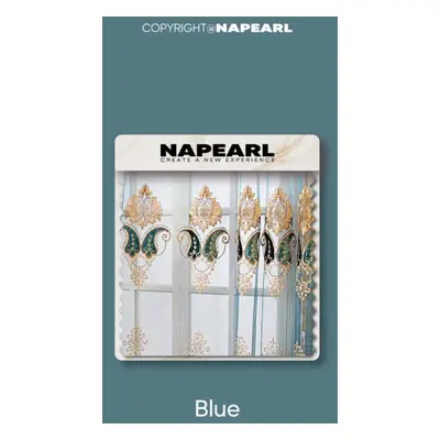 (blue, 250x260cm) 1pc Napearl 10-20% Blackout European High-end Embroidered Sheer Curtain For Li