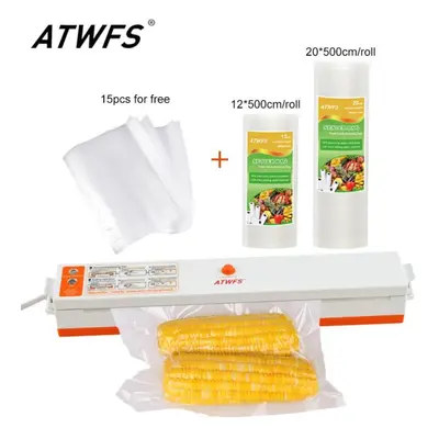 (orange) Vacuum Sealer Packer Sealing Machine With Vacuum Packaging Rolls 12*500cm+20*500cm For 