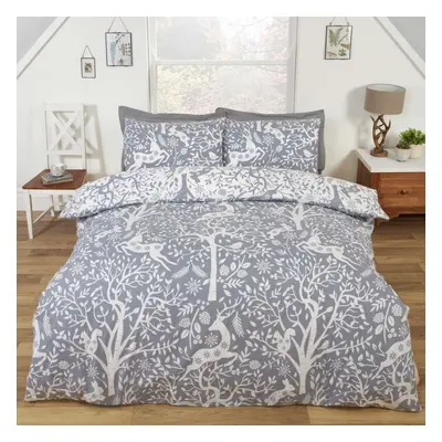 Rapport Tatton King Size Duvet Cover Set Reversible Bedding Bed Set Winter Festive Grey