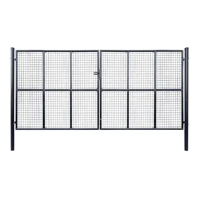 Mesh Garden Gate Galvanised Steel 400x175 cm Grey