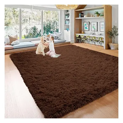 (160cm x 230cm (5ft 4" x 7ft 8"), Brown) Extra Large Rug Soft Shaggy Living Room Carpet Mat