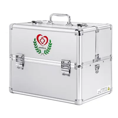 (Silver, 18-inch/ Layers) Youngshion Portable Cross Shoulder Multi Foldable Layers First Aid Box