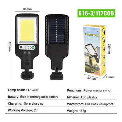 (616-3/117COB, Without Remote) Solar Street Lights Outdoor Solar Lamp With Light Mode Waterproof