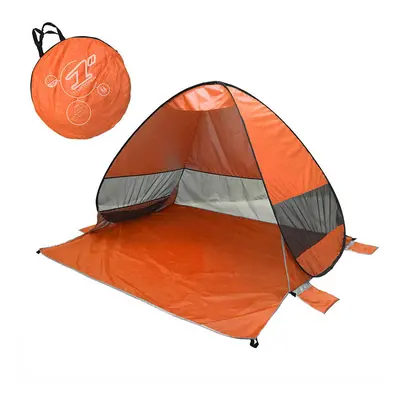 (Orange) Fully Automatic P0P-UP Tent Second Quick Open Beach Tent With Storage Bag Portable UV P