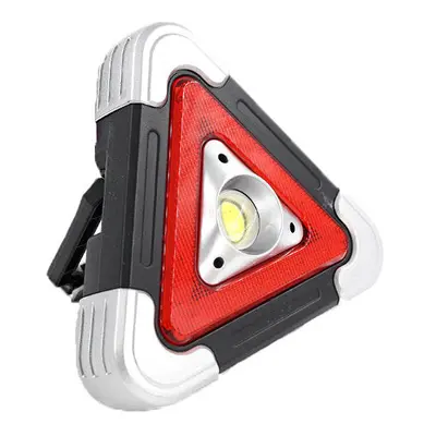 (Silver) LED COB USB Solar Work Light Caution Lamp Modes Outdoor Camping Emergency Lantern