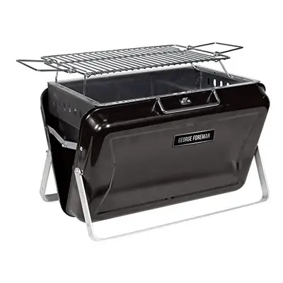 George Foreman GFPTBBQ1005B Go Anywhere Briefcase Charcoal BBQ, Portable, Sturdy Foldable Legs, 