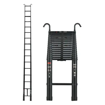 (6.2m with hooks (Black)) Telescopic Ladder Aluminium Telescoping Ladders Collapsible Extendable