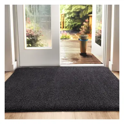 (90 x cm (Rectangular), Black Mixed Grey) Dirt Trapper Door Mat, Non-slip Barrier Mats for Indoo