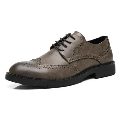 (grey, 41) Mens Oxford Shoes Leather Brogue Men&apos;s Dress Shoes Classic Business Formal Shoes