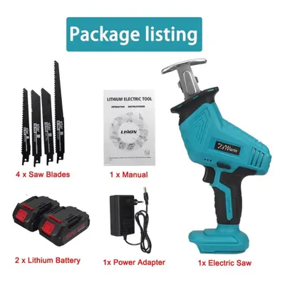 (2*Batteries) 88vf Cordless Electric Reciprocating Saw With Blades Variable Speed Metal Wood Cut