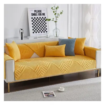 (yellow, 110x160cm 1pcs) Thicken Plush Sofa Cover Universal Sofas Towel Anti-slip Combination Co