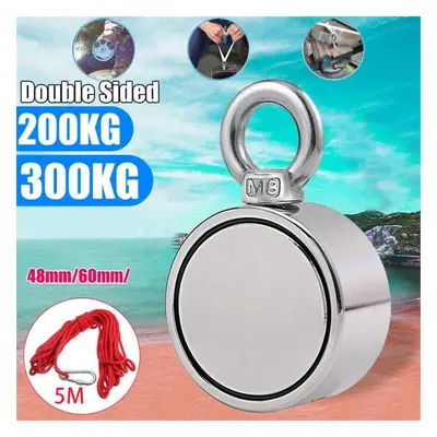 (as the picture) 200kg Double Side Neodymium Metal Magnet Detector Fishing Kit+10m Rope