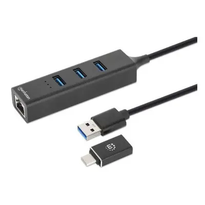 Manhattan USB-C & USB-A Combo Dock/Hub, Ports (4): Ethernet and...