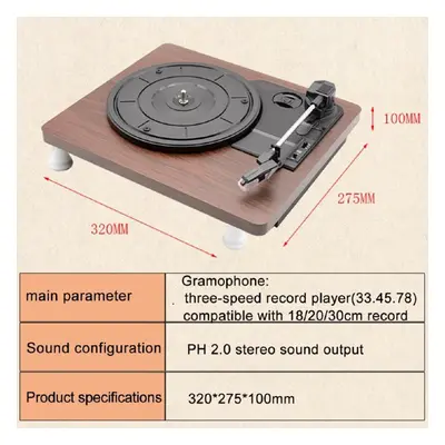 33, 45, Rpm Record Player Antique Gramophone Turntable Disc Vinyl Audio Rca R/l 3.5mm Output Out