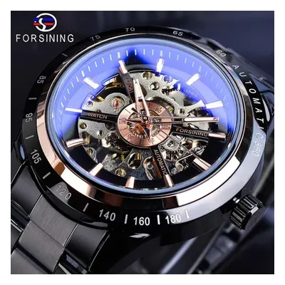 (rose gold) Forsining Men Skeleton Automatic Mechanical Watch Skeleton Vintage Man Watch Top Bra