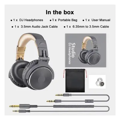 (grey) Wired Studio Headphones Stereo Professional Dj Headphone With Microphone Over Ear Monitor