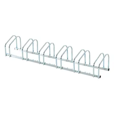 HOMCOM Bike Parking Rack Bicycle Locking Storage Stand for Cycling Silver