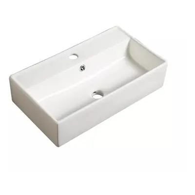 (Basin x x mm) Bathroom Wash Sink Basin Wall Hung Rectangular Ceramic Countertop White