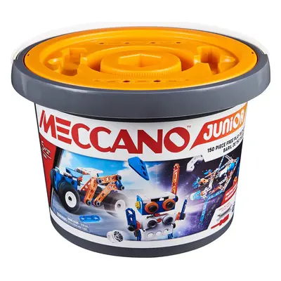 Meccano Junior, 150-Piece Bucket STEAM Model Building Kit for Open-Ended Play, for Kids Aged and