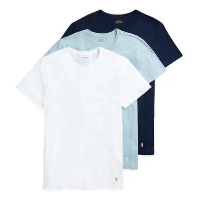 POLO Ralph Lauren Men's Classic Fit Cotton Crew Tee White/Surf Blue Surf Blue/White Cruise Navy/