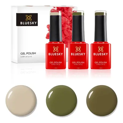 Gel Nail Polish Set, AW21, Autumn and Winter Collection, Set 1, Green, Cream, Long Lasting, Chip