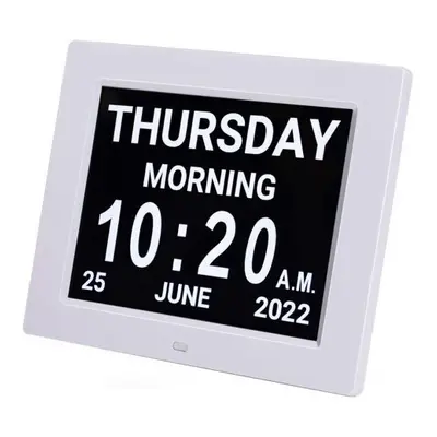 (White) Inch Digital Day Alarm Clock LED Calendar Dementia Time Date Month Memory 1024Ã768 XGA