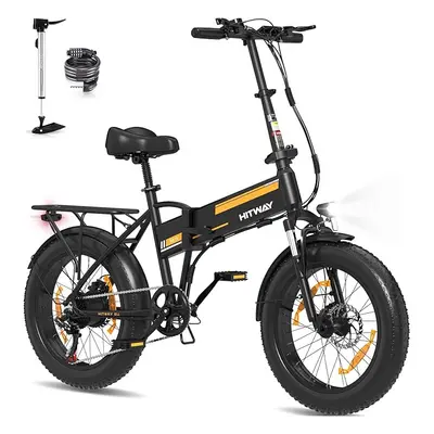 (Orange) HITWAY 20X4.0 Electric Bike, Off-Road e bike Upgrade 48V 13Ah Battery 55-120KM, 250W Mo