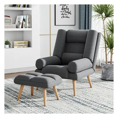 Modern Grey Recliner Chair with Footstool