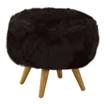 Premier Housewares Black Fur Effect Cabaret Stool