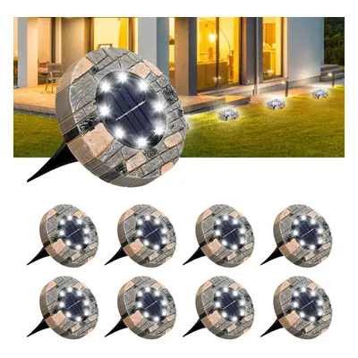 (Type A) Pack Solar Ground Lights LED Disk Solar Lights Outdoor Upgraded Garden Waterproof Brigh