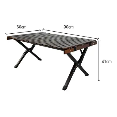 (Black, M) Folding Wood Table Portable Camping Large Wooden Desk with Carry Bag for Beach Picnic